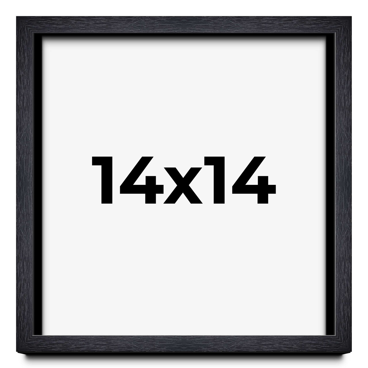 14x14 Shadow Box 1" Depth Black Picture Frame - UV Acrylic, Backing, Hanging Hardware